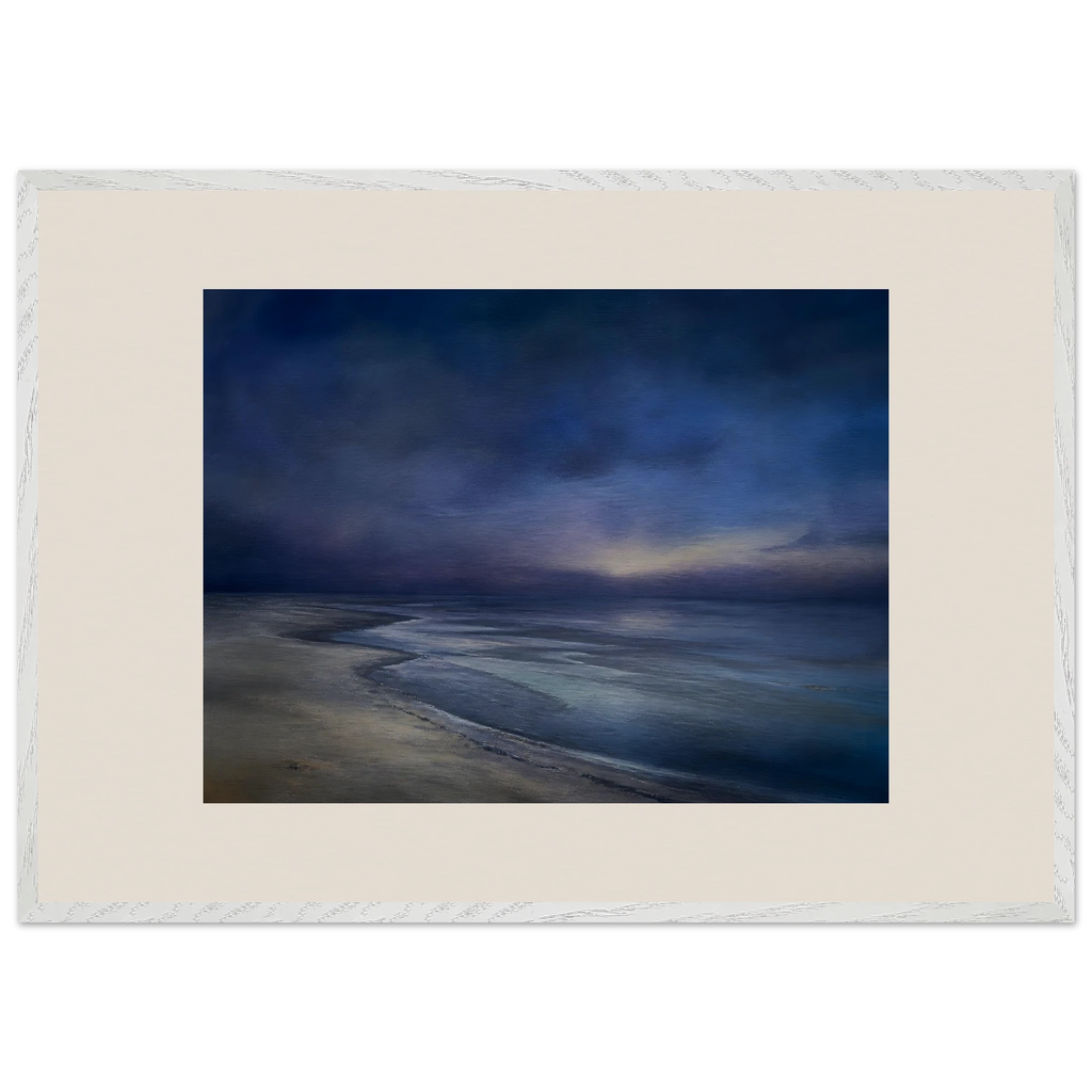Blue Hour Shore, sea and coastal landscape. Archival framed fine art print shown framed.