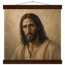 Pôster Kind Eyes com suporte de madeira, retrato sereno de Jesus em luz quente