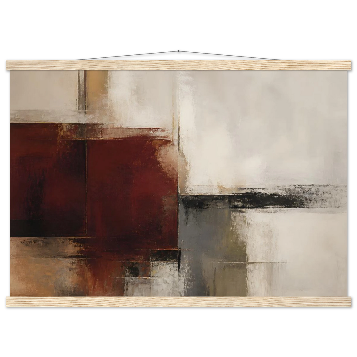 Deep Crimson: abstract, red and color field. Fine art poster with wooden hanger by The Light Stays.