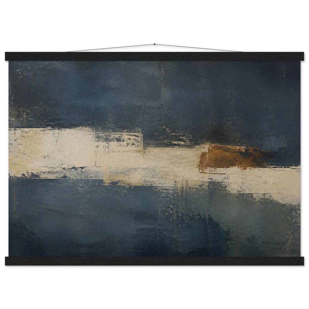 Ivory Crossing: abstract, ivory and serene lines. Fine art poster, alternate frame and size.