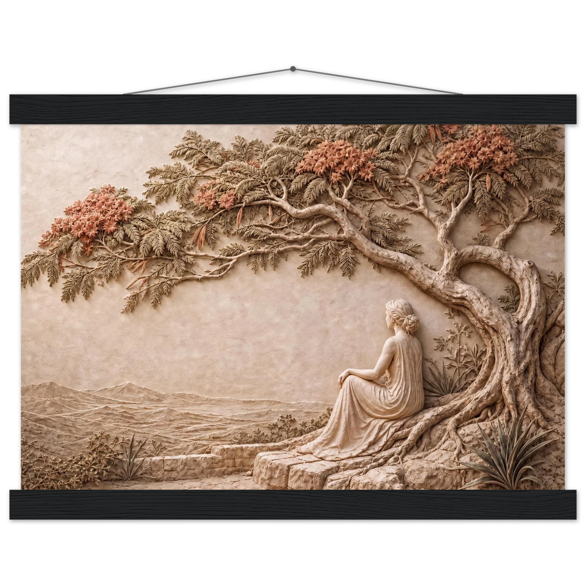 Under the Blossoms: petra and flora. Fine art poster, alternate frame and size.