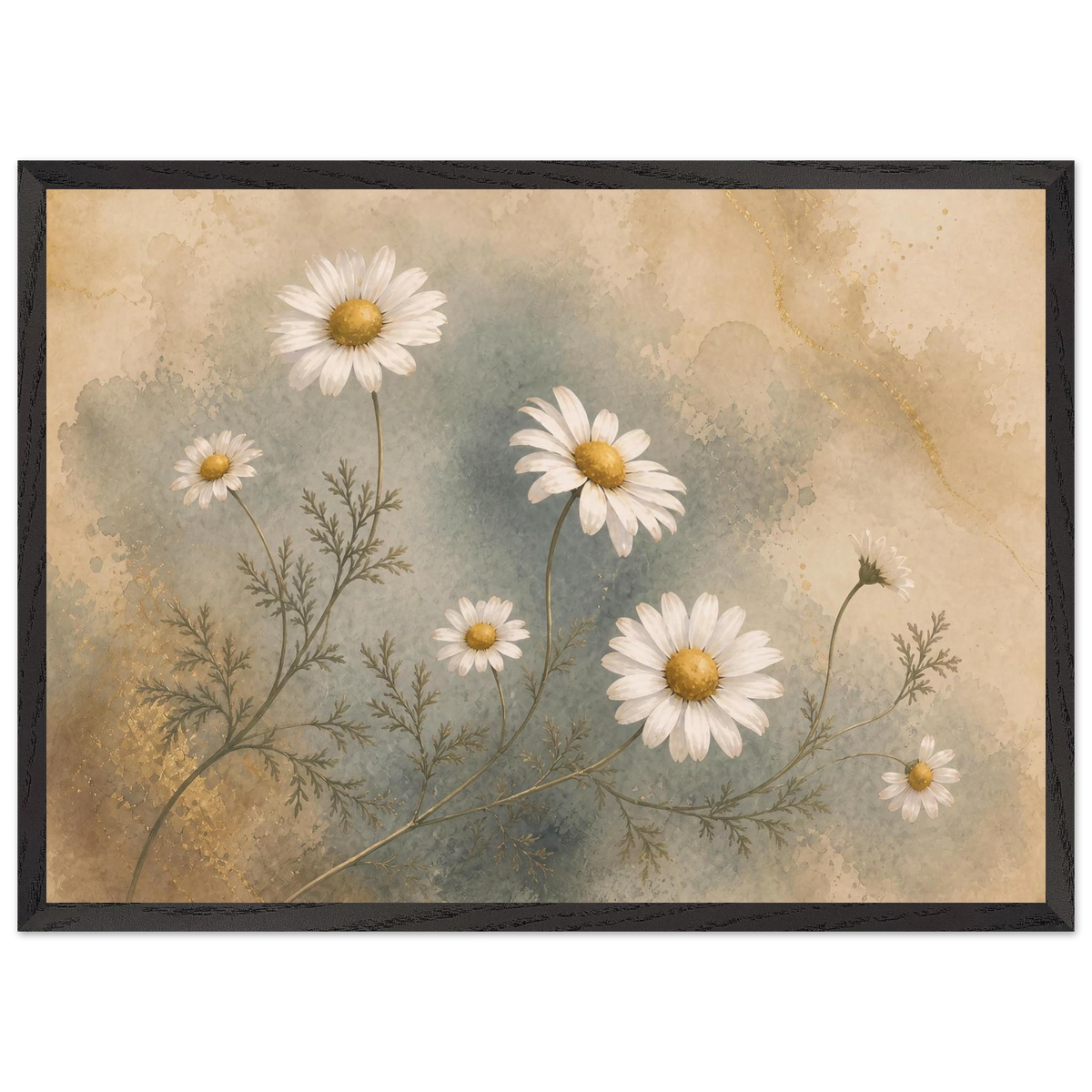 Chamomile Hours: flowers and botanical. Museum-quality framed fine art print.