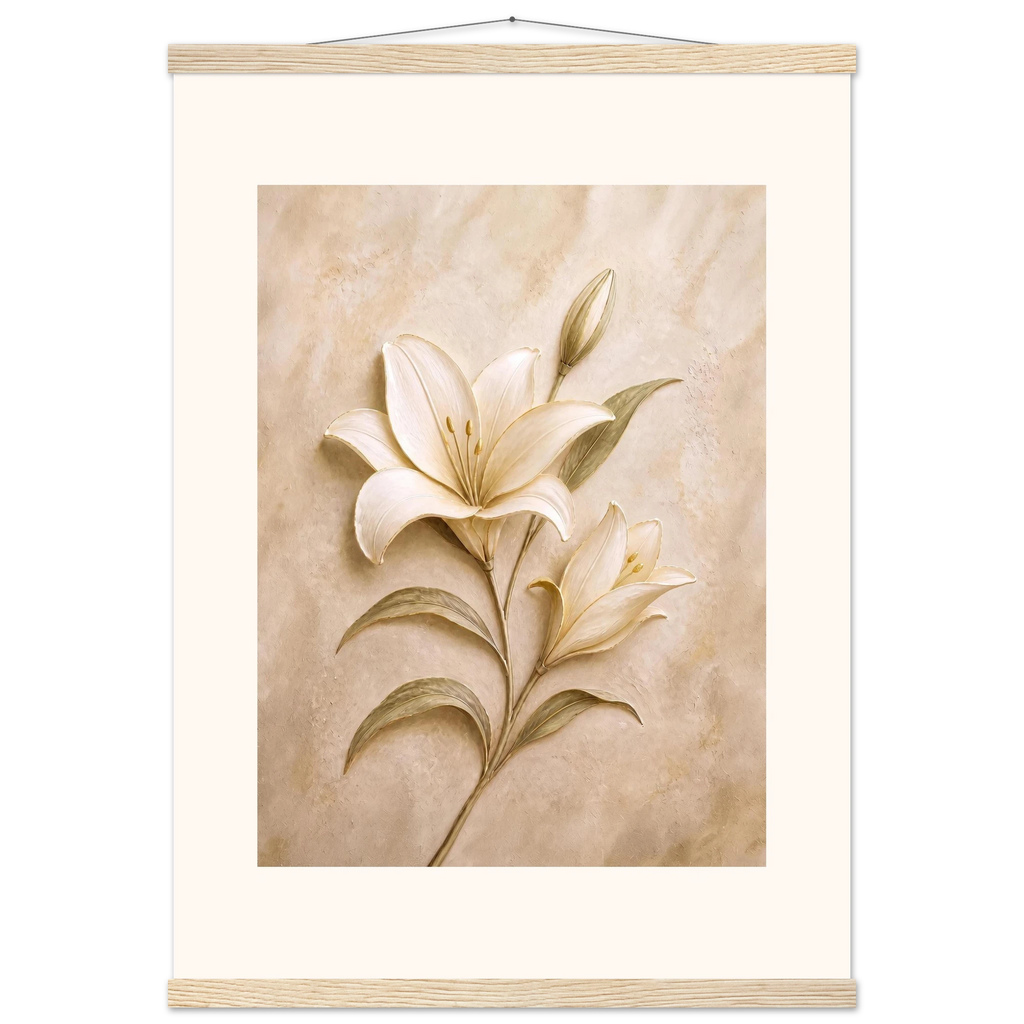 Alabaster Lily: flowers and botanical. Museum-quality fine art poster.