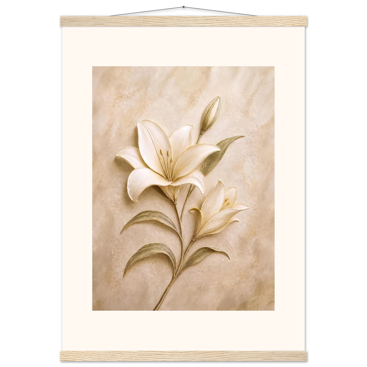 Alabaster Lily: flowers and botanical. Museum-quality fine art poster.