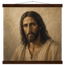 Pôster Kind Eyes com suporte de madeira, retrato sereno de Jesus em luz quente