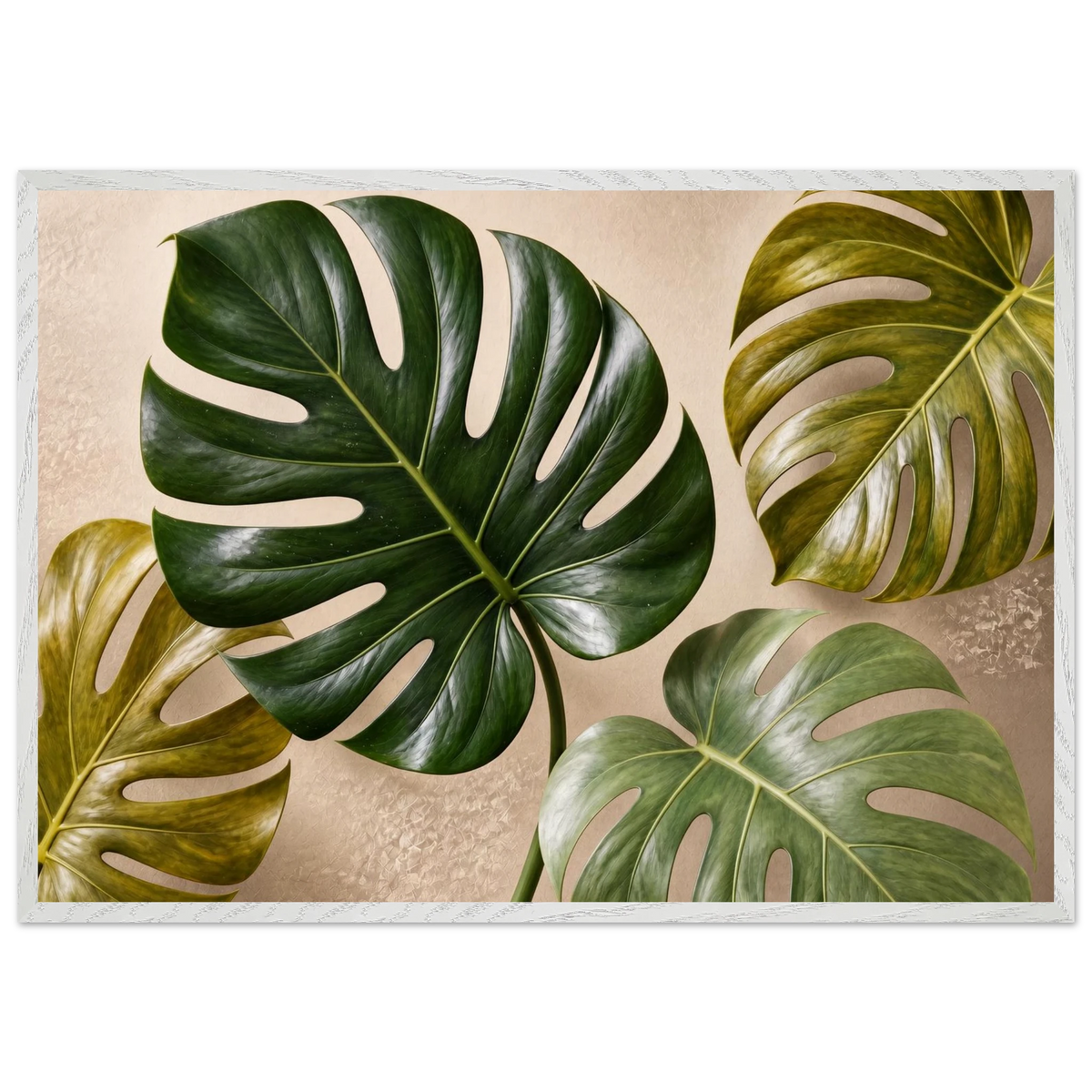 Four Greens: leaves, vivid green and impasto. Framed fine art print by The Light Stays.