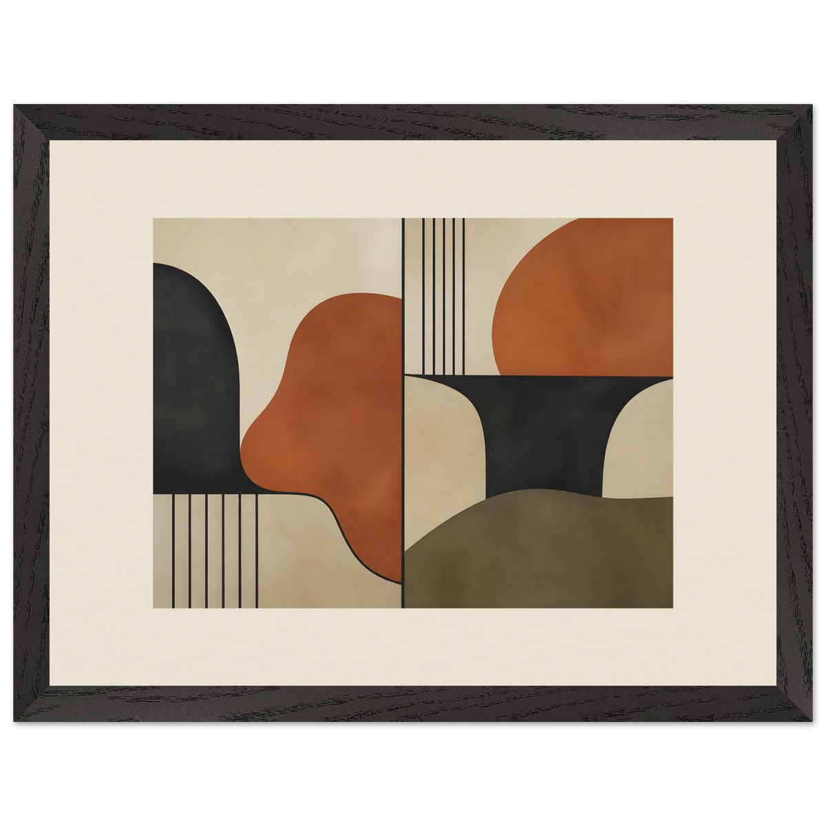 Compass and Clay: geometric abstract, clay and curves. Framed fine art print by The Light Stays.