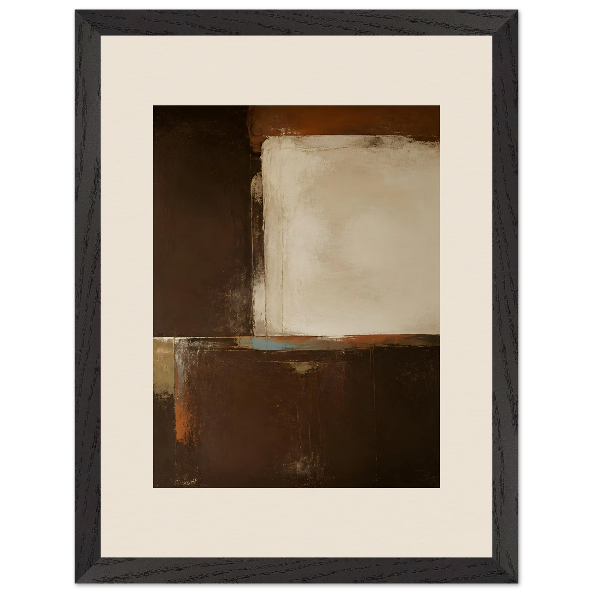 Terracotta Diptych, Panel II of II: two panels, terracotta and cream. Framed fine art print, alternate frame and size.