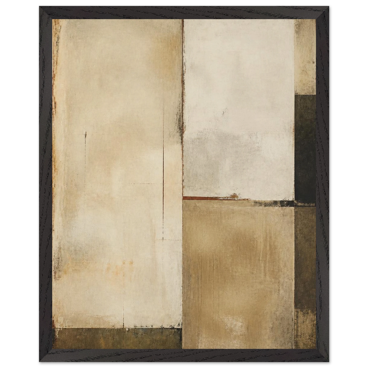Earth and Charcoal Diptych, Panel II of II: abstract, geometry and mineral palette. Framed fine art print by The Light Stays.