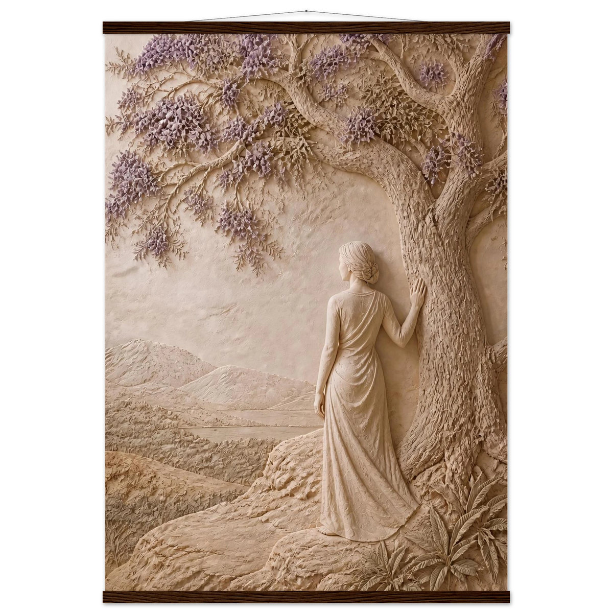 Old Friend: impasto, figure and companion tree. Museum-quality fine art poster.