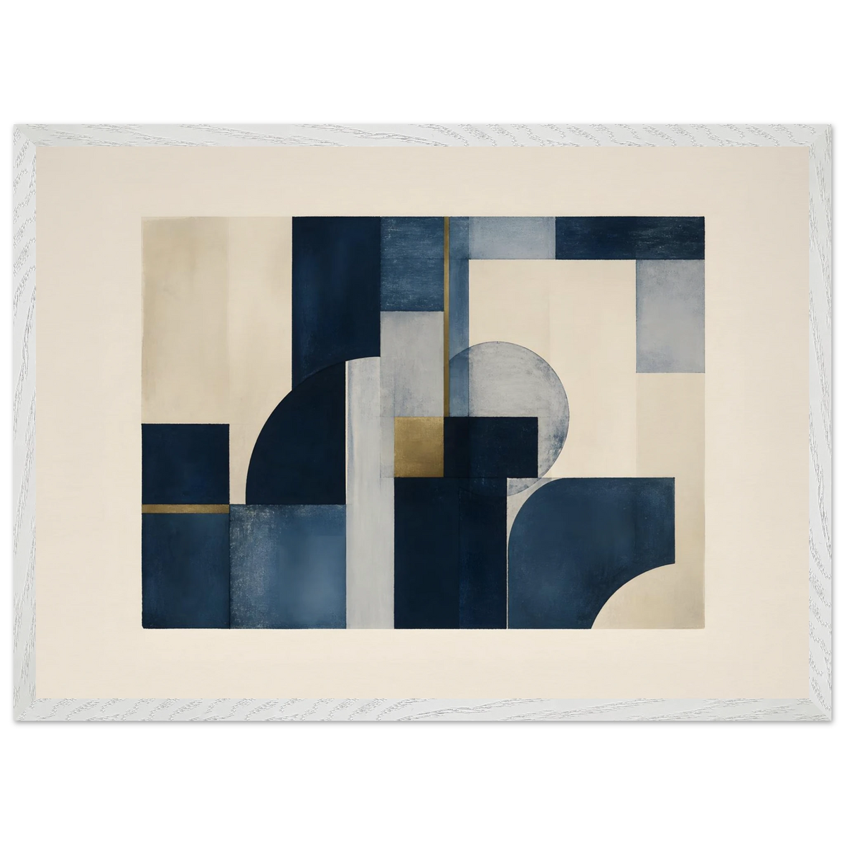 Blue Architecture: geometric abstract, blue and cream. Framed fine art print, alternate frame and size.