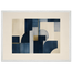 Blue Architecture: geometric abstract, blue and cream. Framed fine art print, alternate frame and size.