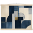 Blue Architecture, geometric abstract, blue and cream. Archival fine art poster shown framed.