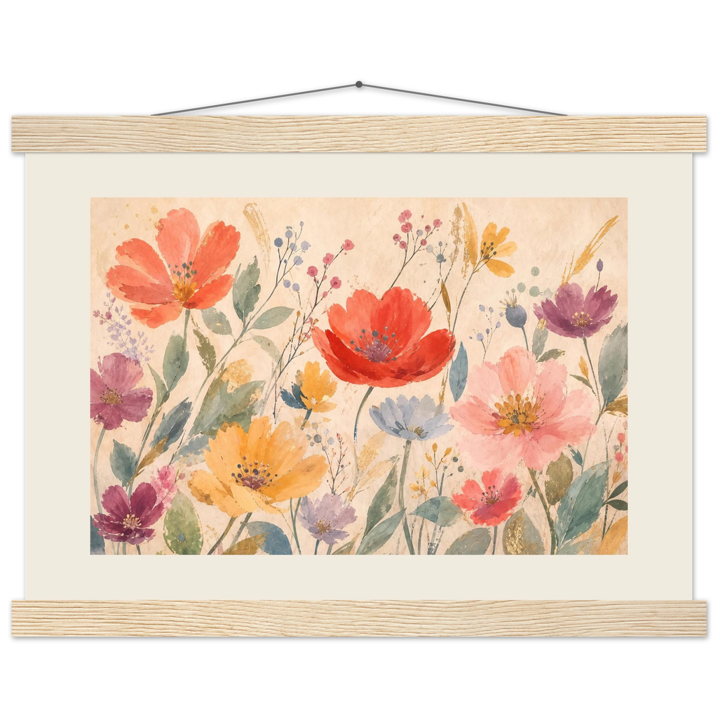 Floral Rhythm: flowers and botanical. Fine art poster.