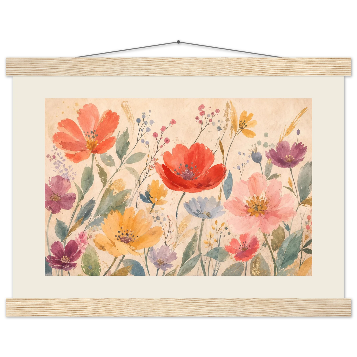 Floral Rhythm: flowers and botanical. Fine art poster.