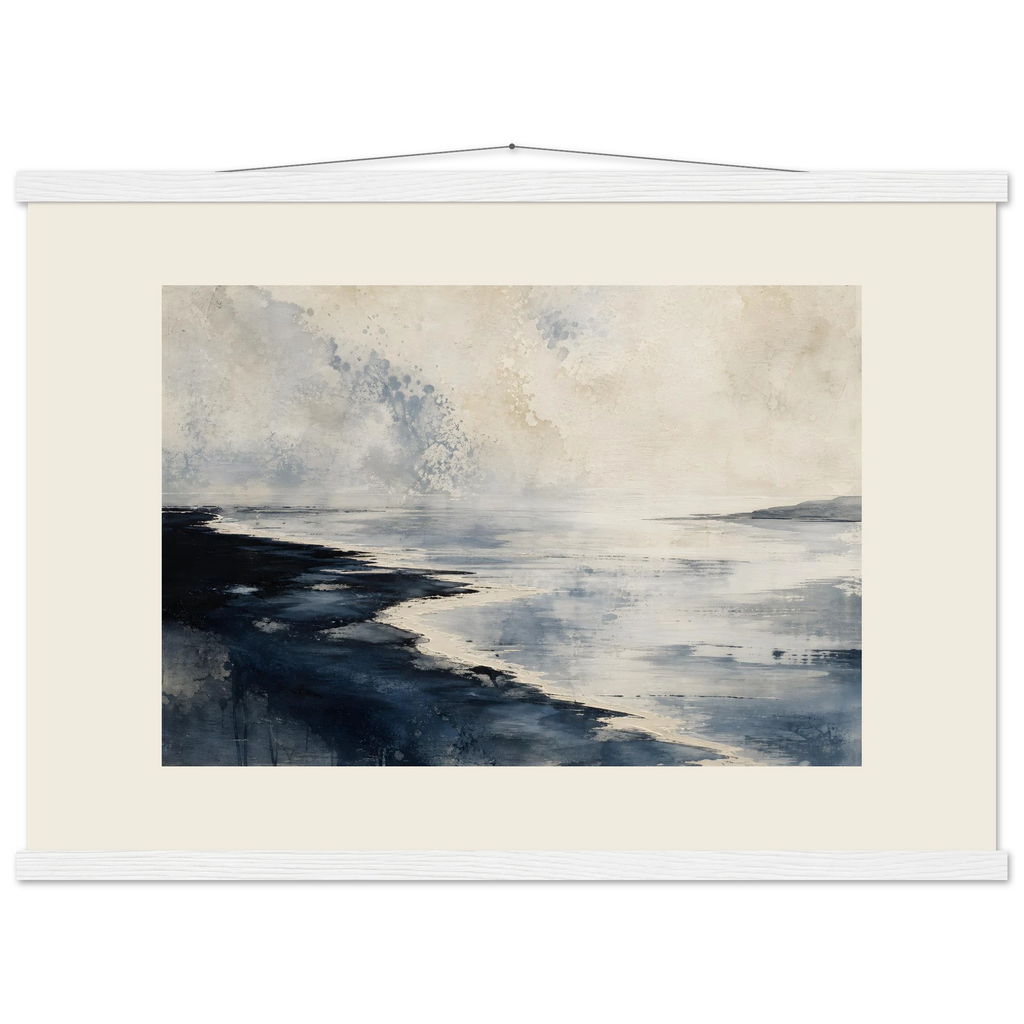 Tidal Ink, sea and coastal landscape. Archival fine art poster shown framed.