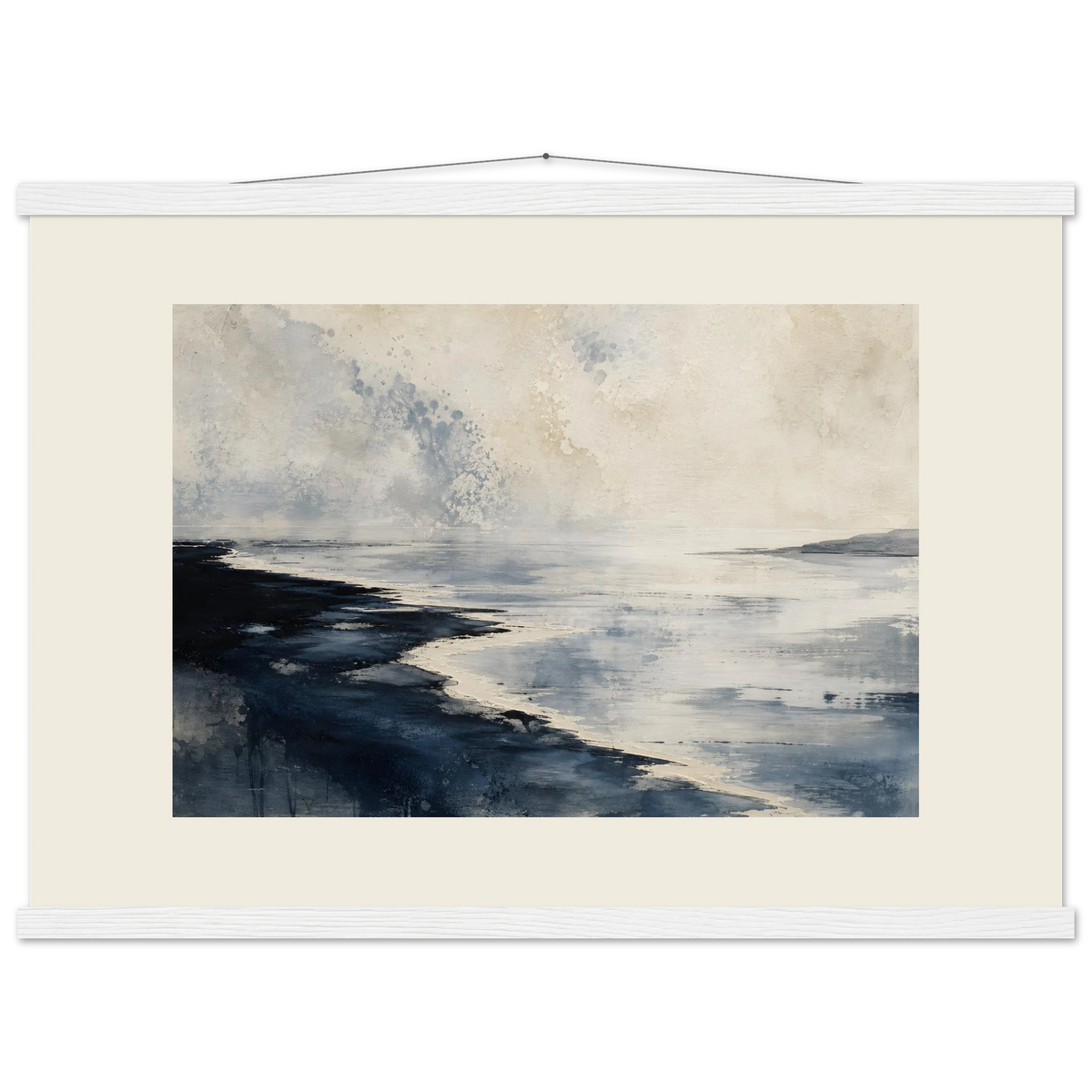 Tidal Ink, sea and coastal landscape. Archival fine art poster shown framed.