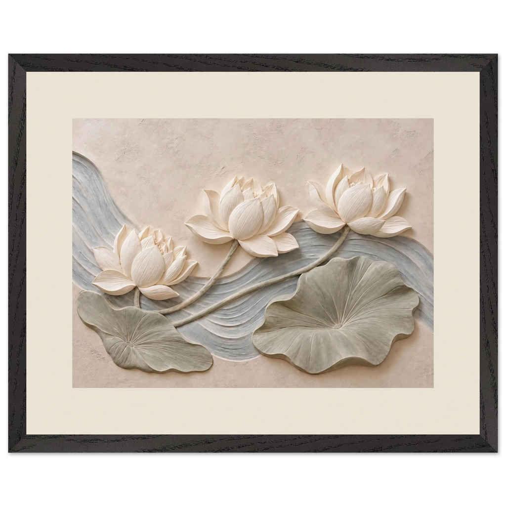 Lotus Current: flowers and botanical. Museum-quality framed fine art print.
