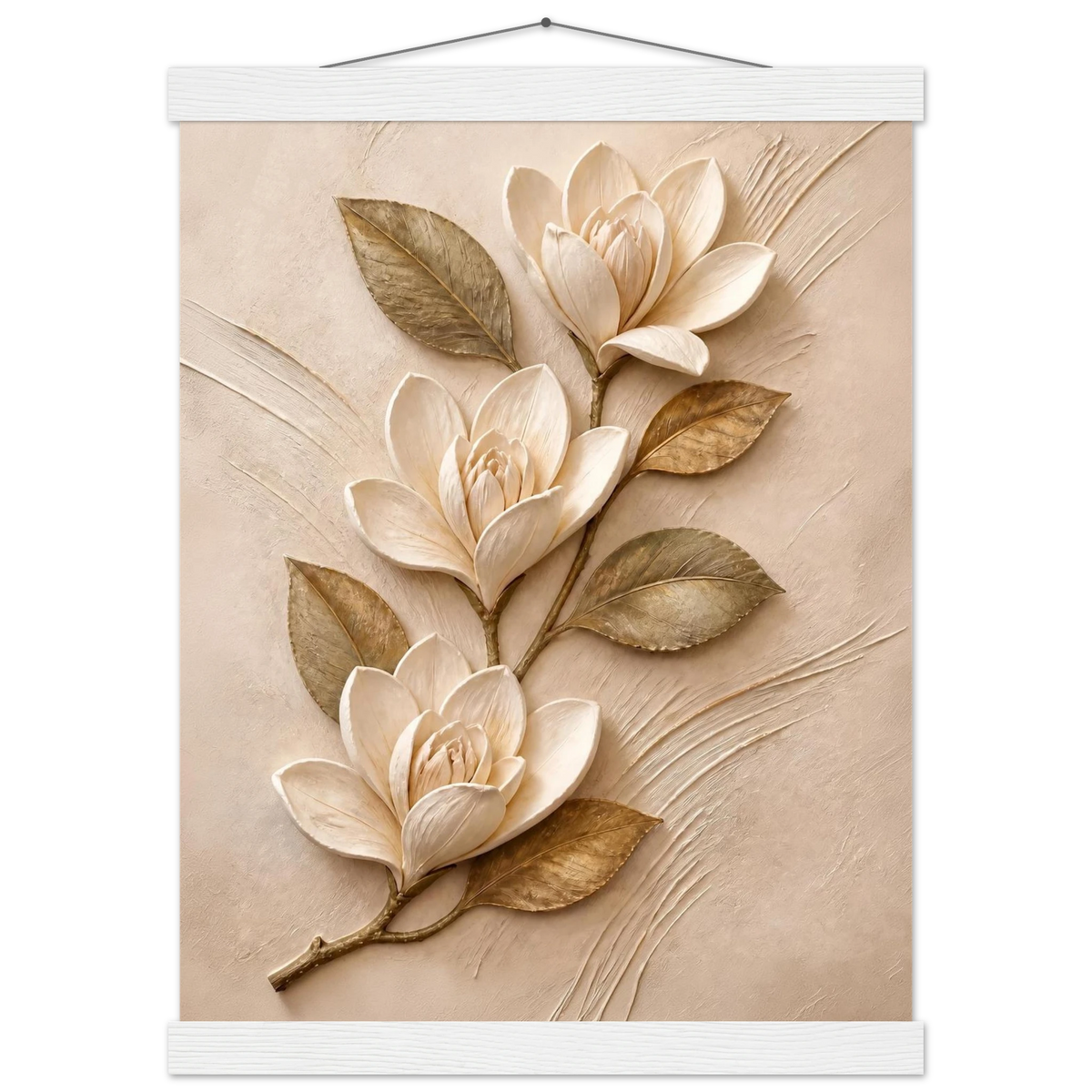 Magnolia Ascent: flowers and botanical. Museum-quality fine art poster.