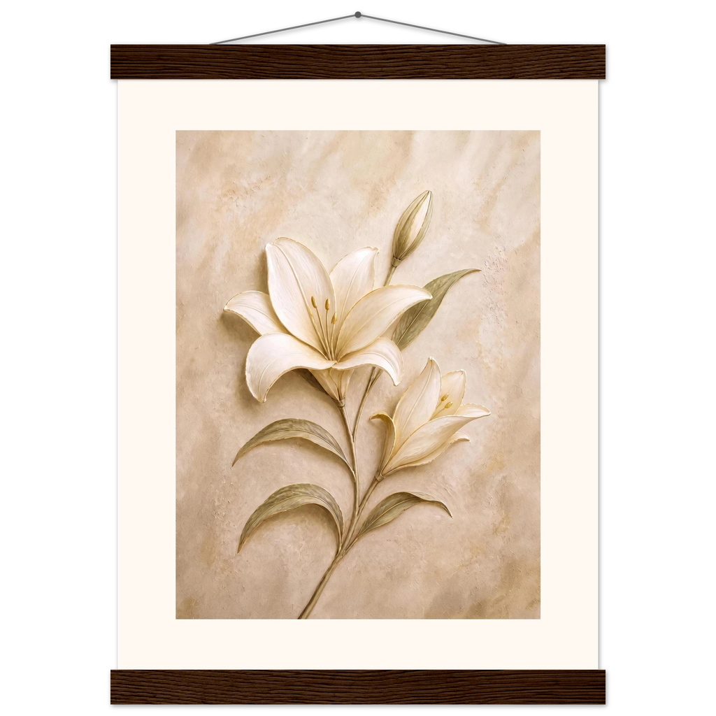 Alabaster Lily: flowers and botanical. Fine art poster, alternate frame and size.