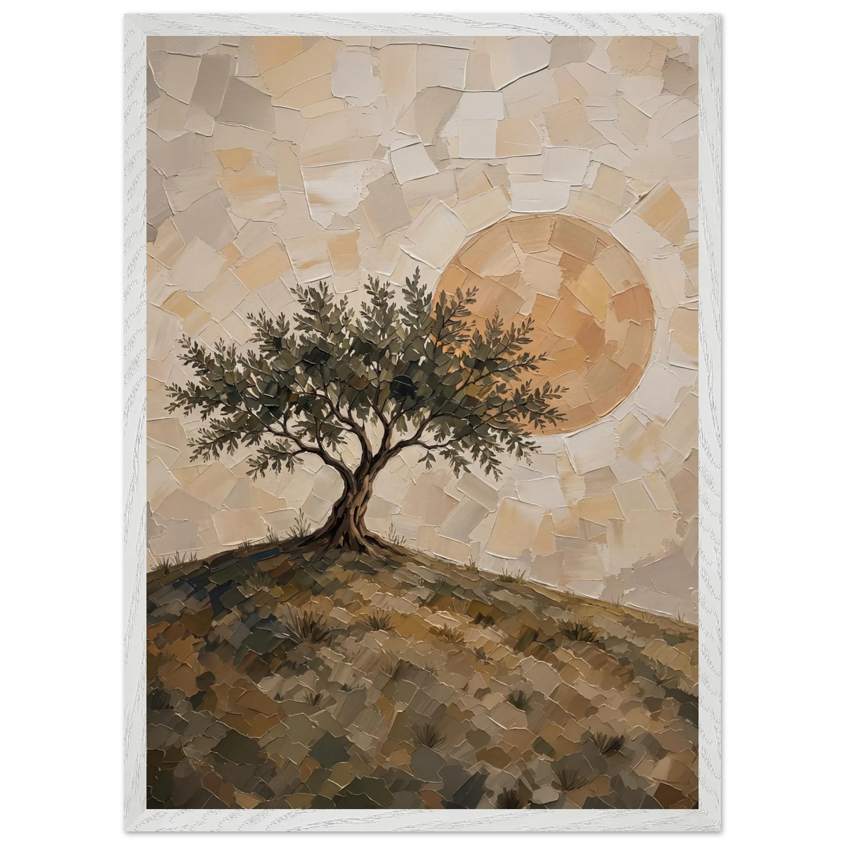 Olive Noon: hills, botanical and golden tones. Framed fine art print by The Light Stays.