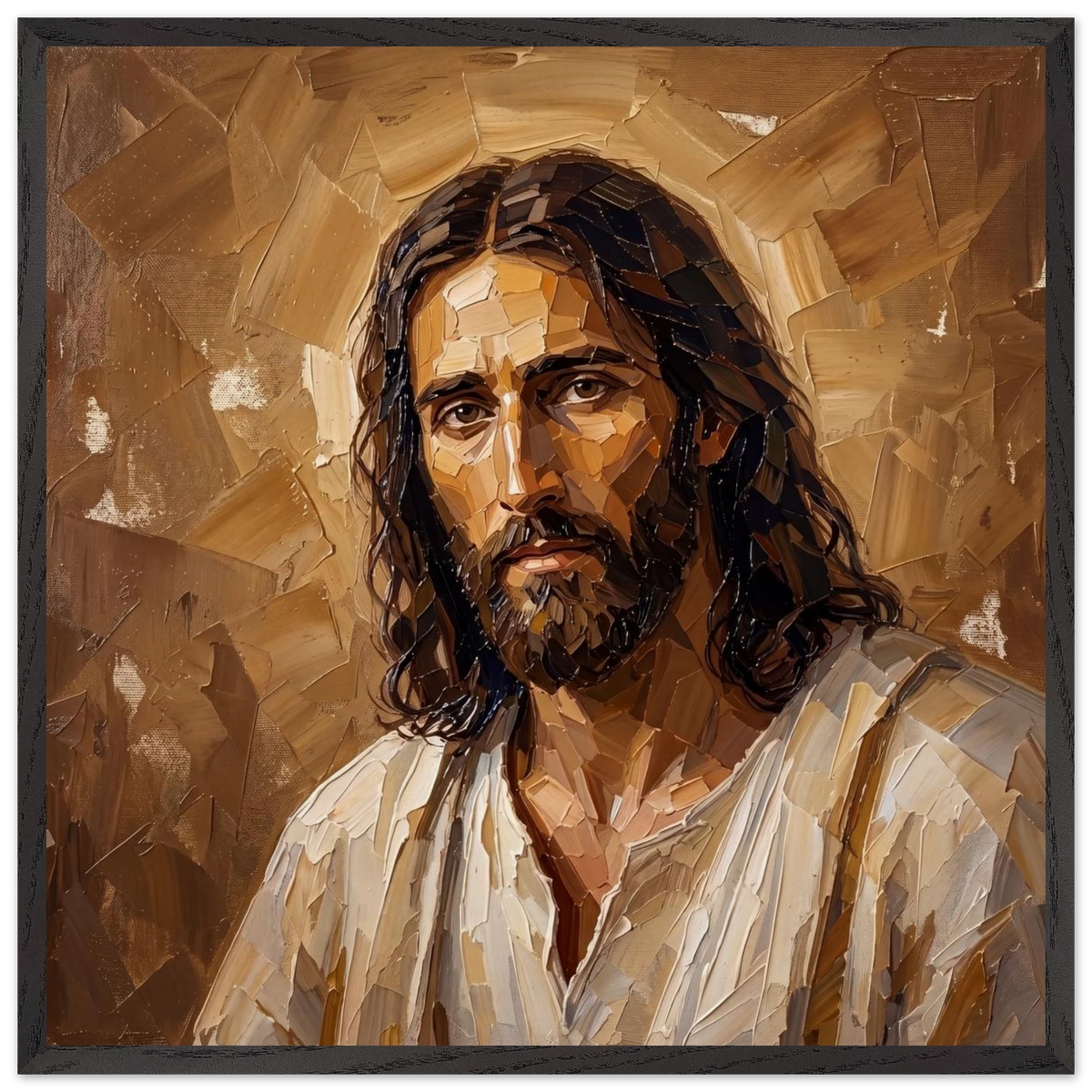 Kind Eyes: jesus, faith and serene gaze. Framed fine art print by The Light Stays.