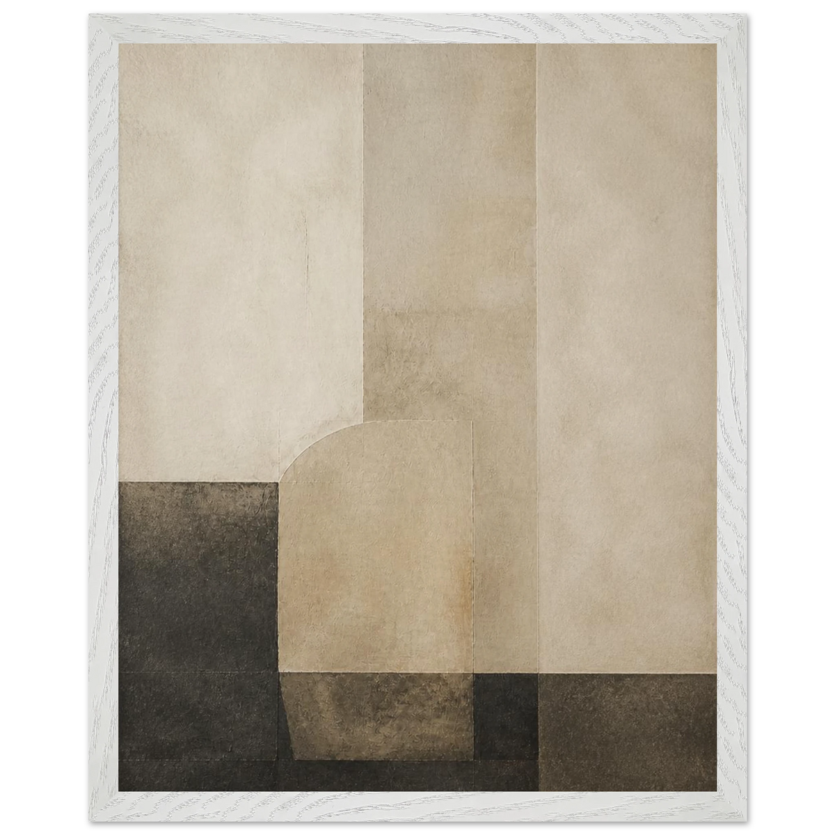 Limewash Triptych, Panel II of III: abstract, mineral texture and neutral tones. Framed fine art print by The Light Stays.