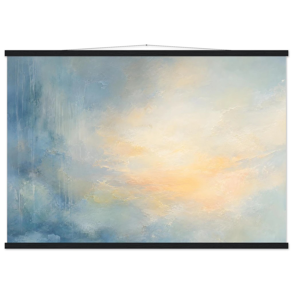 Dawn after Rain: sunrise, coastline and washed light. Museum-quality fine art poster.