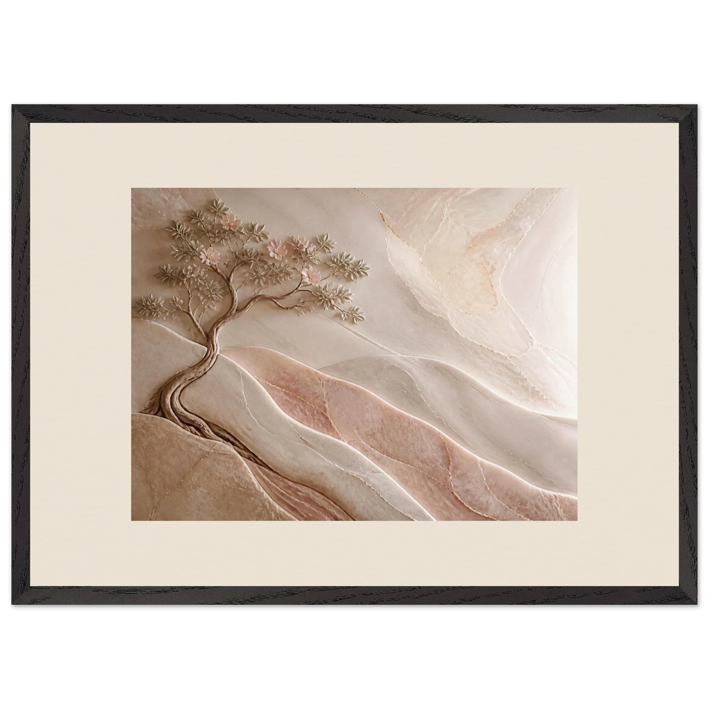 Stone Dawn, petra and siena. Archival framed fine art print shown framed.