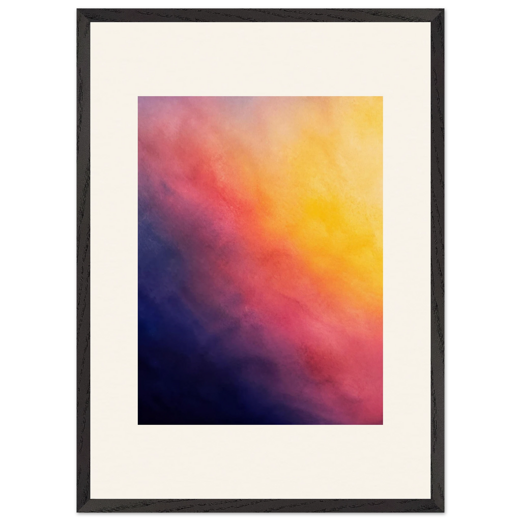 Turquoise and Gold: gradient, night and morning. Framed fine art print, alternate frame and size.