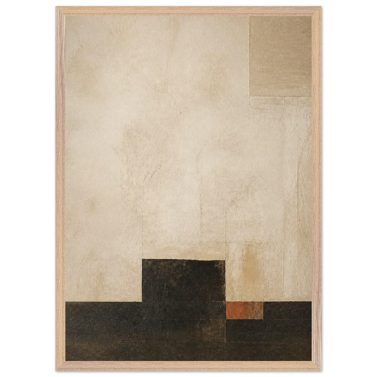 Limewash Triptych, Panel I of III: abstract, mineral texture and neutral tones. Framed fine art print by The Light Stays.