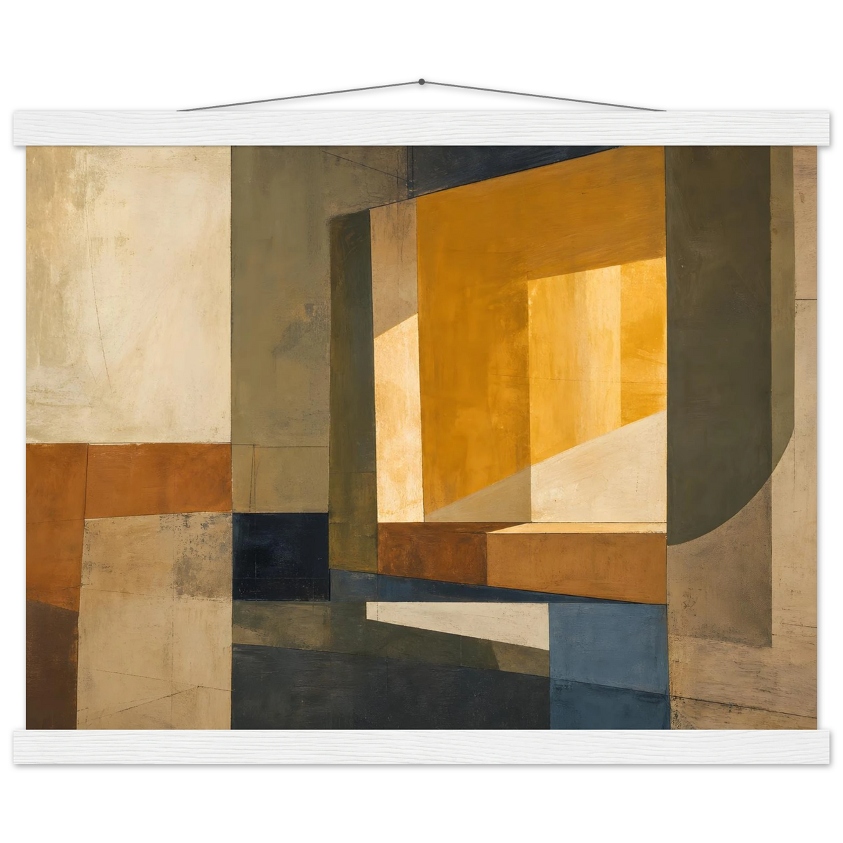 Ochre Window: architecture, mediterranean and earth tones. Fine art poster with wooden hanger by The Light Stays.