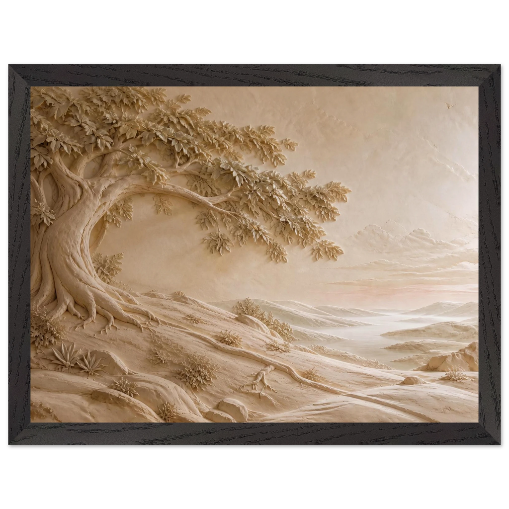 Sandstone Dawn, lumen and siena. Archival framed fine art print shown framed.
