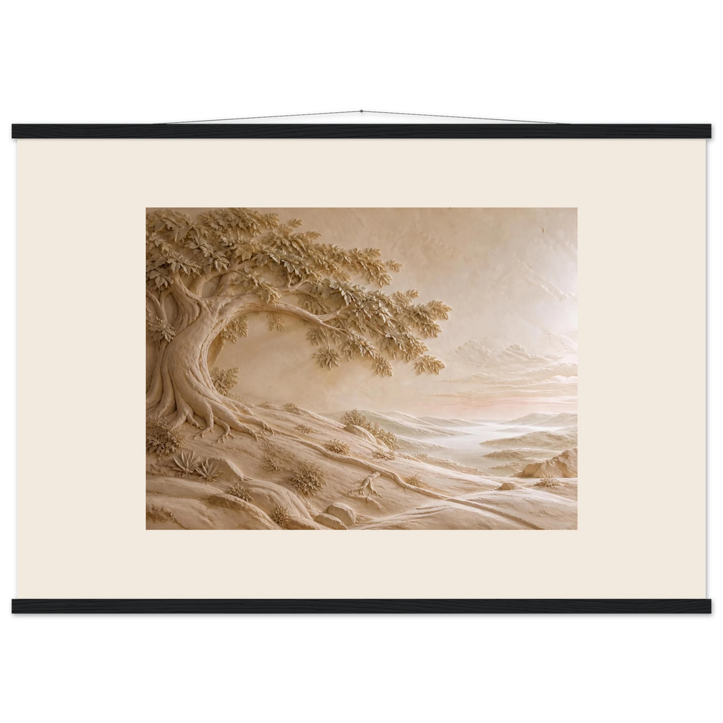 Sandstone Dawn, lumen and siena. Archival fine art poster shown framed.
