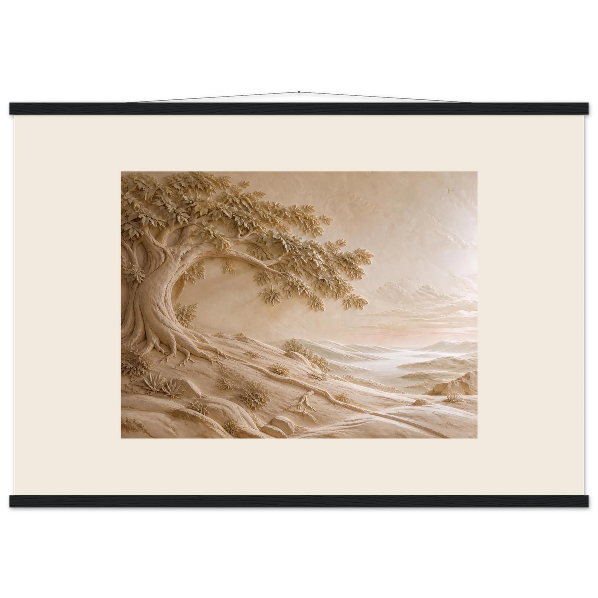 Sandstone Dawn, lumen and siena. Archival fine art poster shown framed.