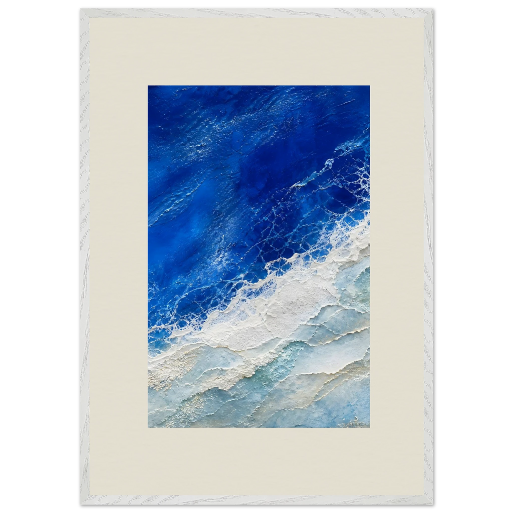 Cobalt Foam: abstract, cobalt and sea foam. Framed fine art print, alternate frame and size.