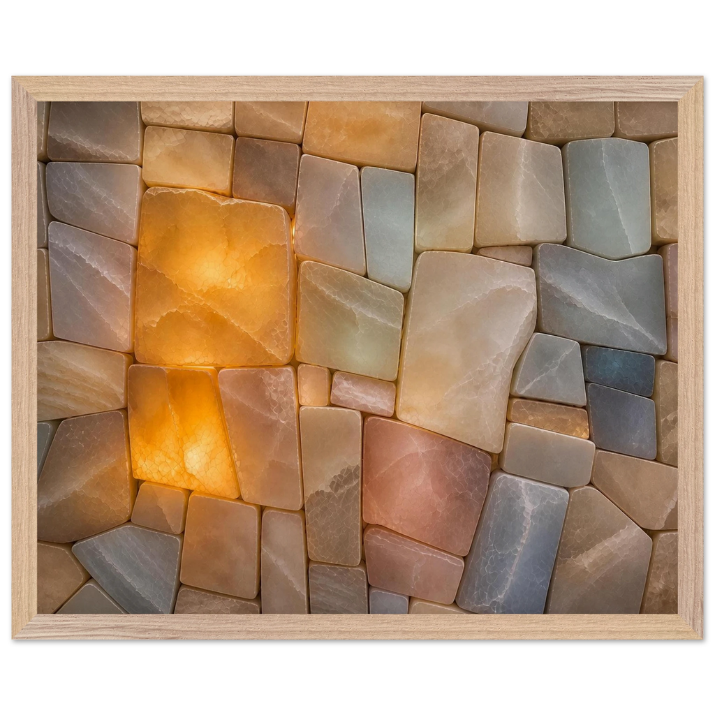 Stonelight: lumen and aura. Framed fine art print, alternate frame and size.