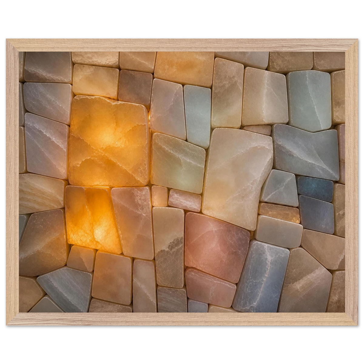 Stonelight: lumen and aura. Framed fine art print, alternate frame and size.