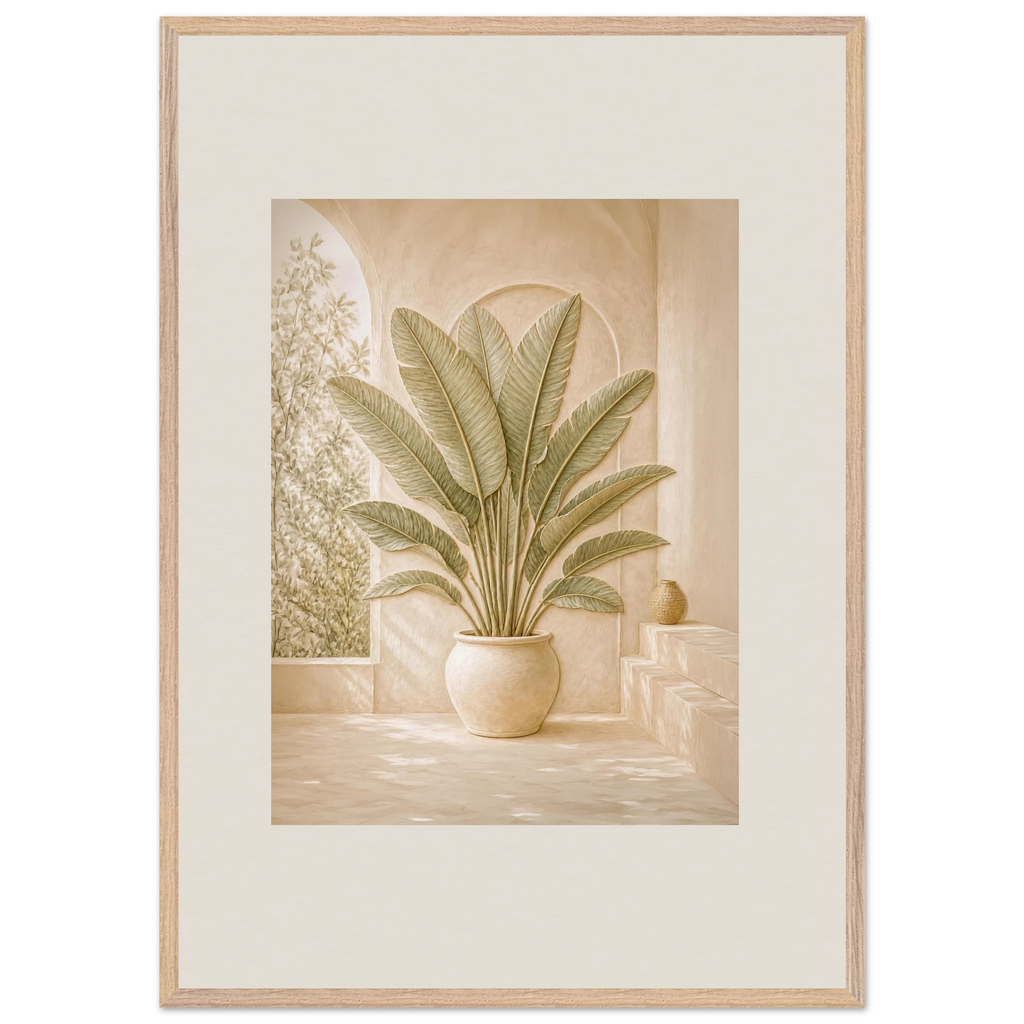 Courtyard Noon: landscape and sun. Framed fine art print, alternate frame and size.