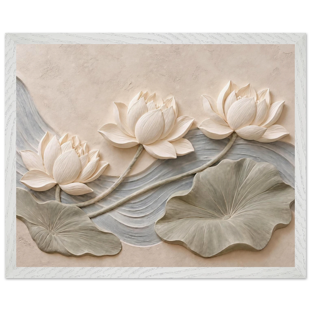 Lotus Current: flowers and botanical. Museum-quality framed fine art print.