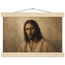 Pôster Kind Eyes com suporte de madeira, retrato sereno de Jesus em luz quente
