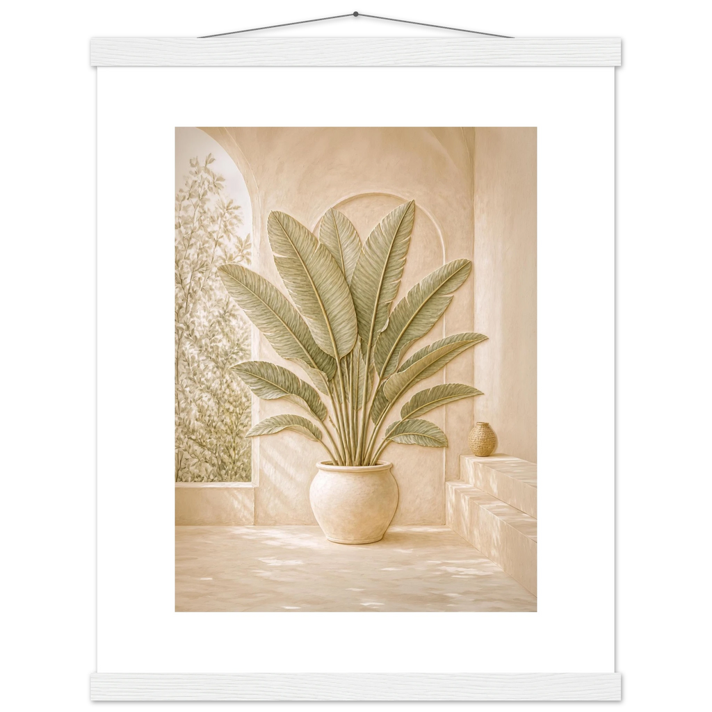 Courtyard Noon: landscape and sun. Museum-quality fine art poster.