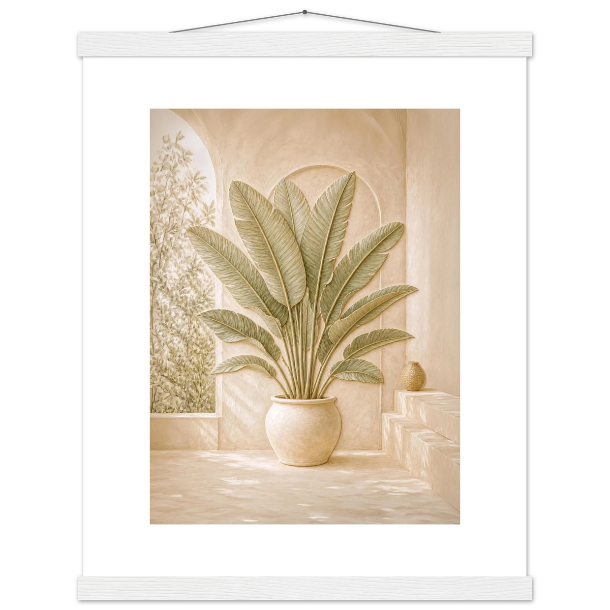 Courtyard Noon: landscape and sun. Museum-quality fine art poster.
