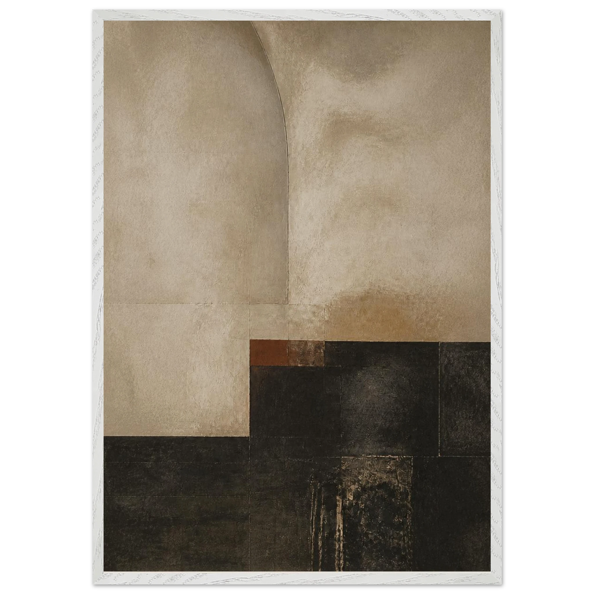 Limewash Triptych, Panel III of III: abstract, mineral texture and neutral tones. Framed fine art print by The Light Stays.