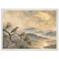 Golden Moon Bird: japanese art and japandi. Museum-quality framed fine art print.