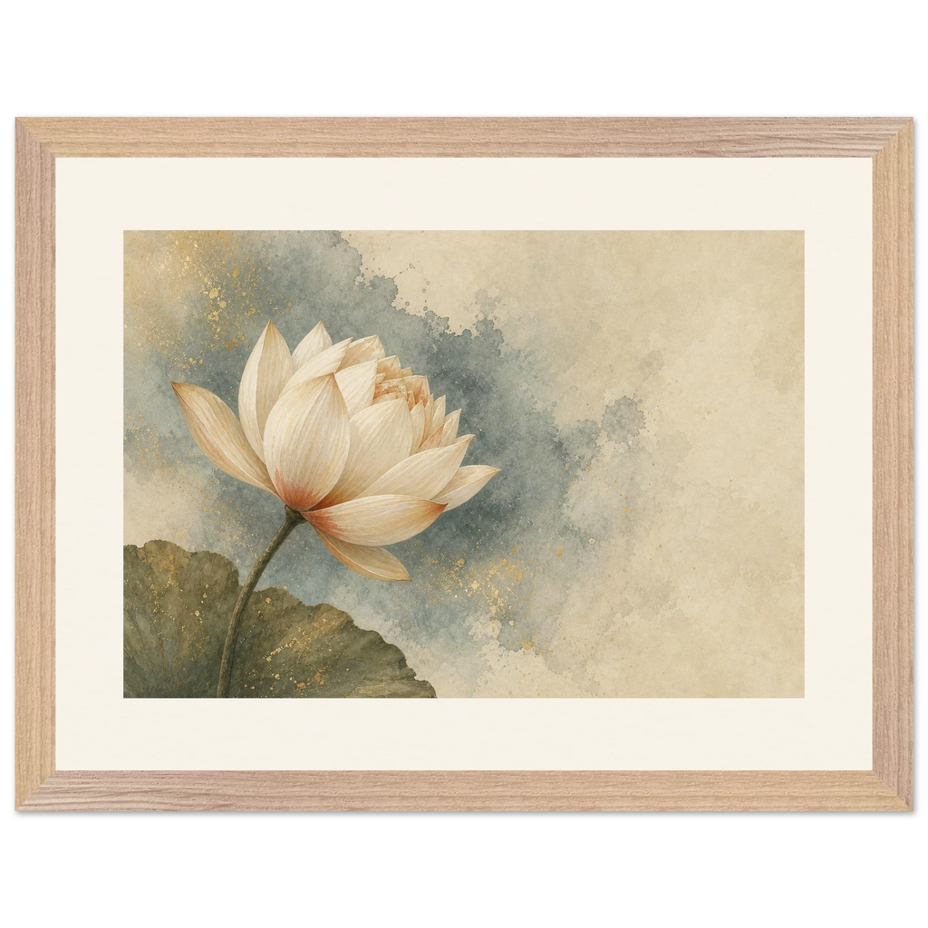 First Lotus Light: flowers and botanical. Framed fine art print by The Light Stays.