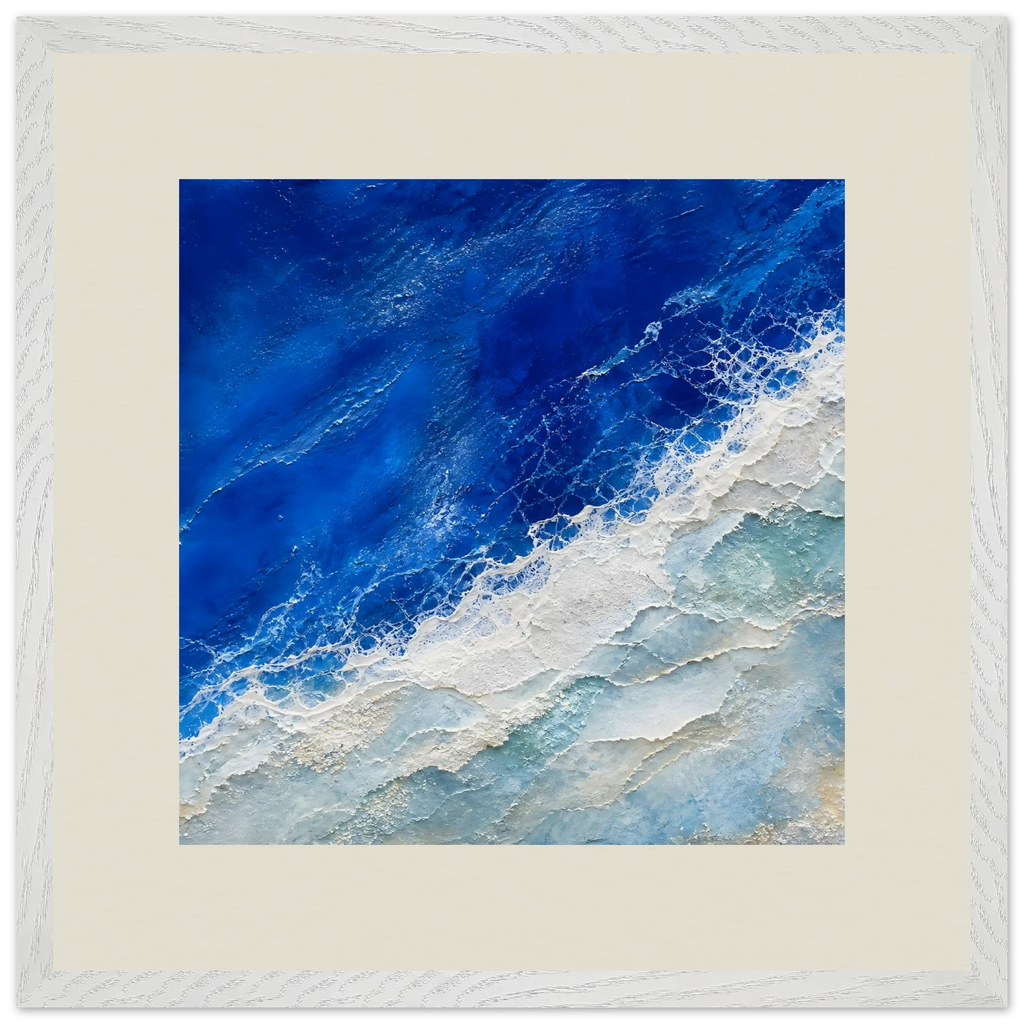Cobalt Foam: abstract, cobalt and sea foam. Museum-quality framed fine art print.