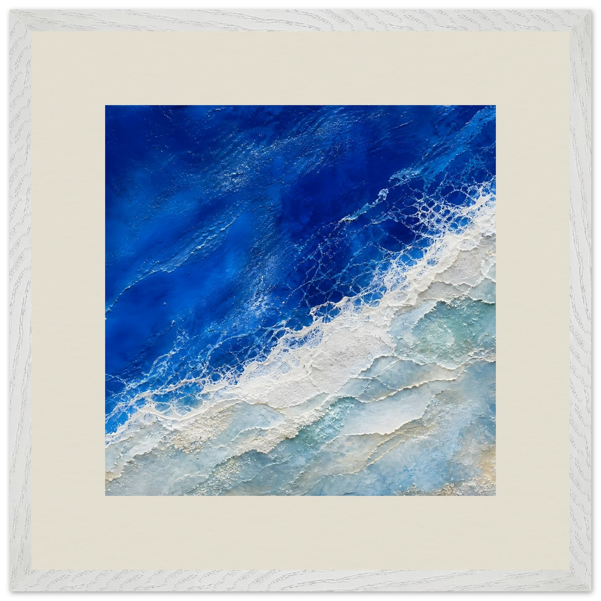 Cobalt Foam: abstract, cobalt and sea foam. Museum-quality framed fine art print.