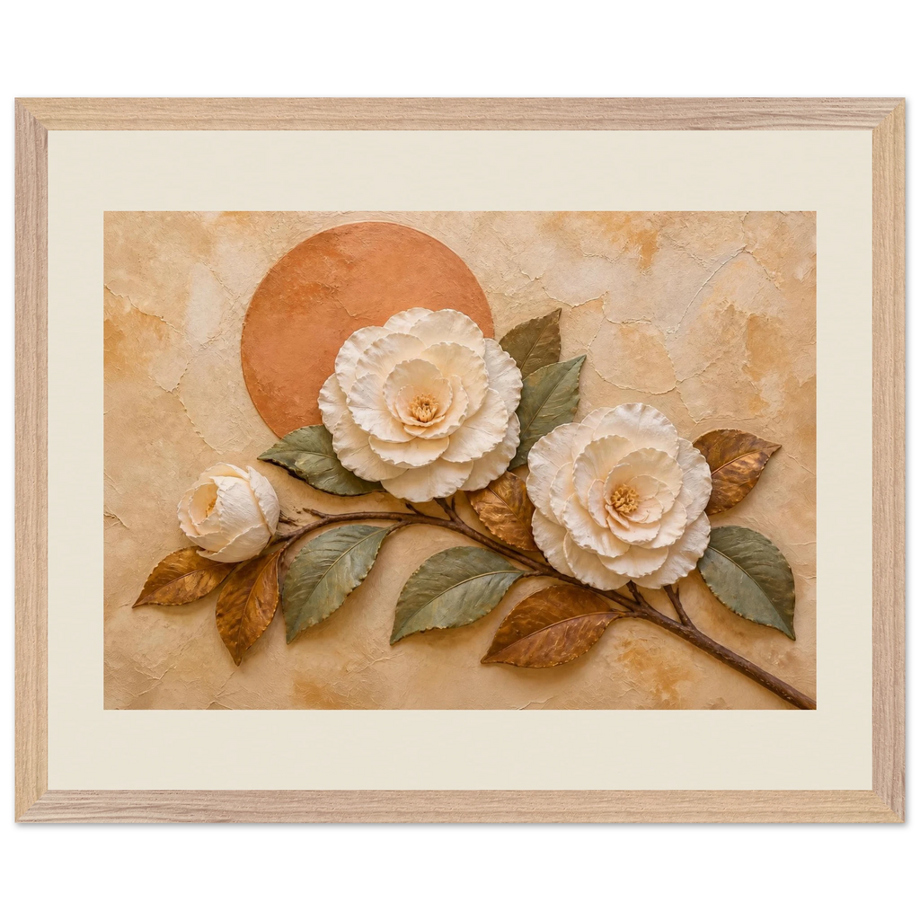 Camellia Eclipse: flowers and botanical. Museum-quality framed fine art print.