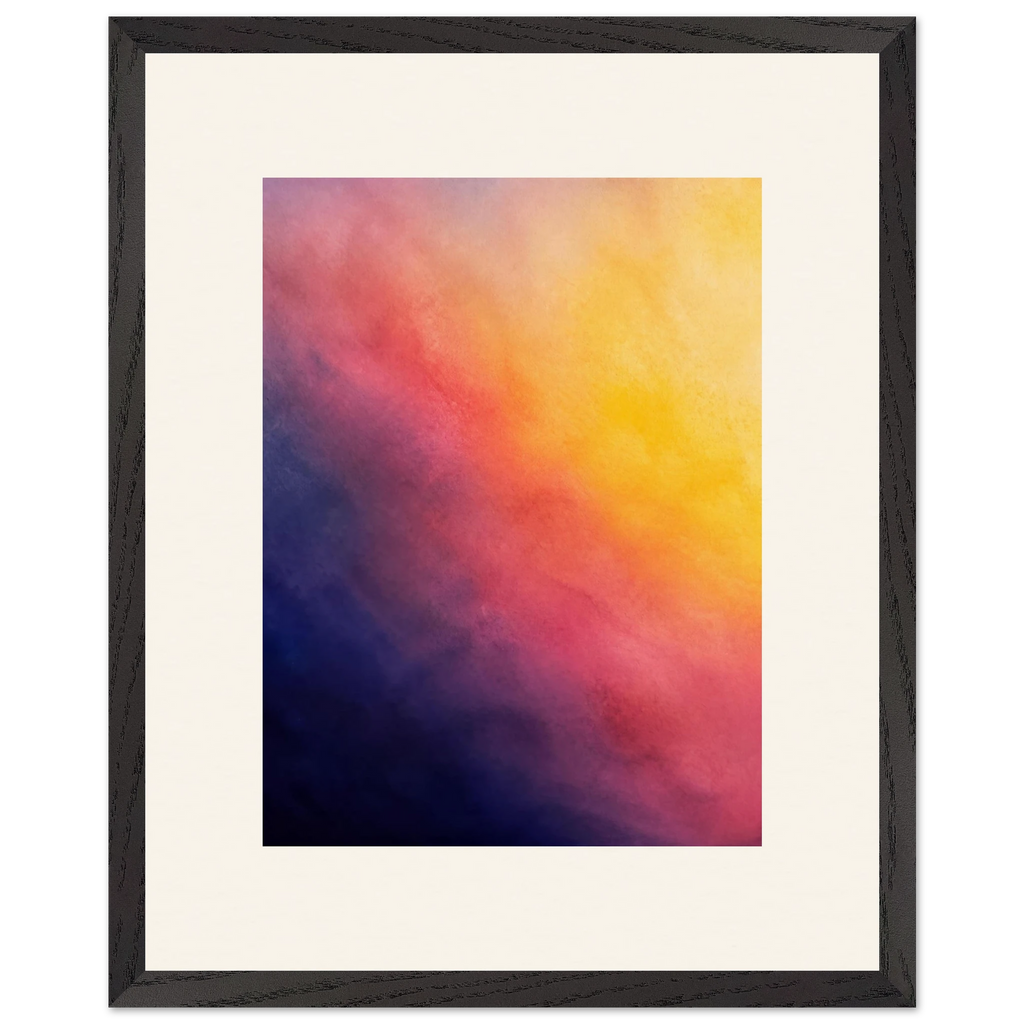 Turquoise and Gold, gradient, night and morning. Archival framed fine art print shown framed.
